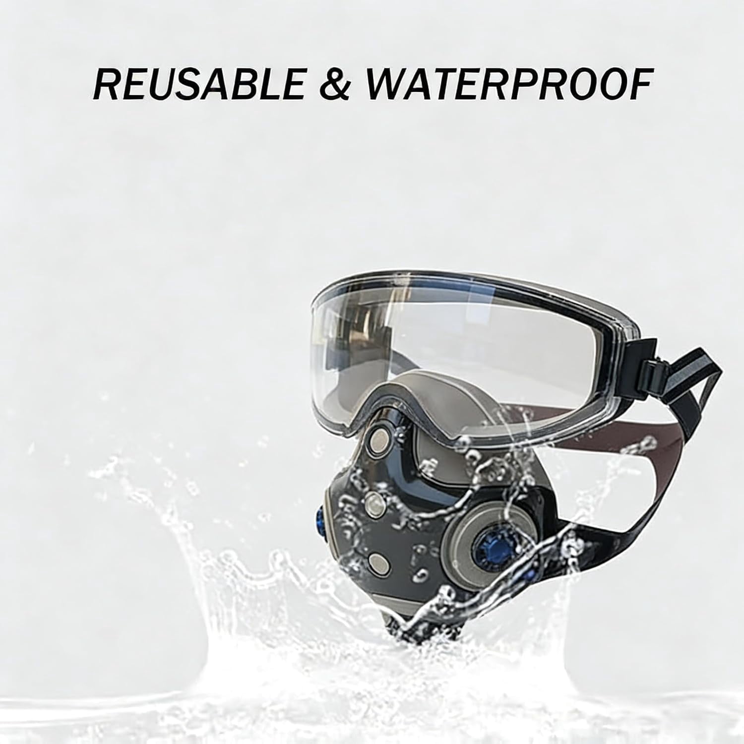Dust Proof Integrated Respirator Mask, Reusable Full Face Protective Gear for Industrial Work, Anti-Fog Safety Face Shield