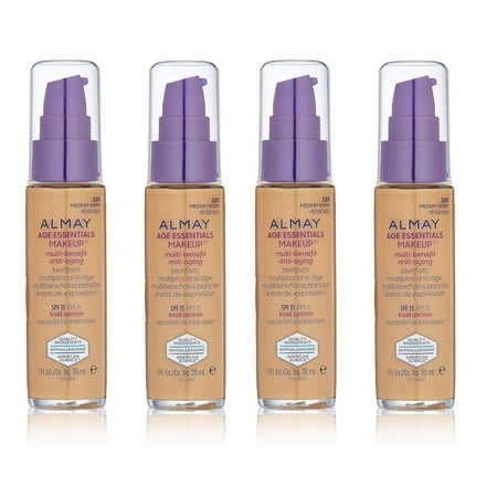 Almay Age Essentials Makeup Multi Benefit Anti Aging, Medium Warm #160 (Pack of