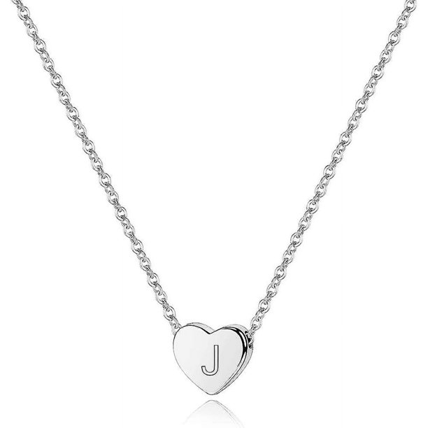 Collar con Inicial de Corazón YONGSHENG de Plata Chapada en Oro Blanco 14 quilates
