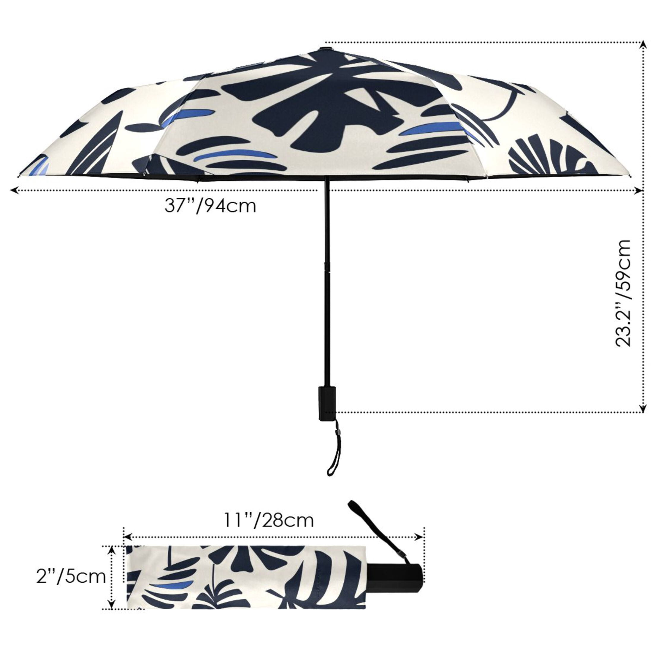 ALAZA Retro Palm Leaves UPF 50+ Compact Folding Umbrella for Rain Travel Umbrella Packable