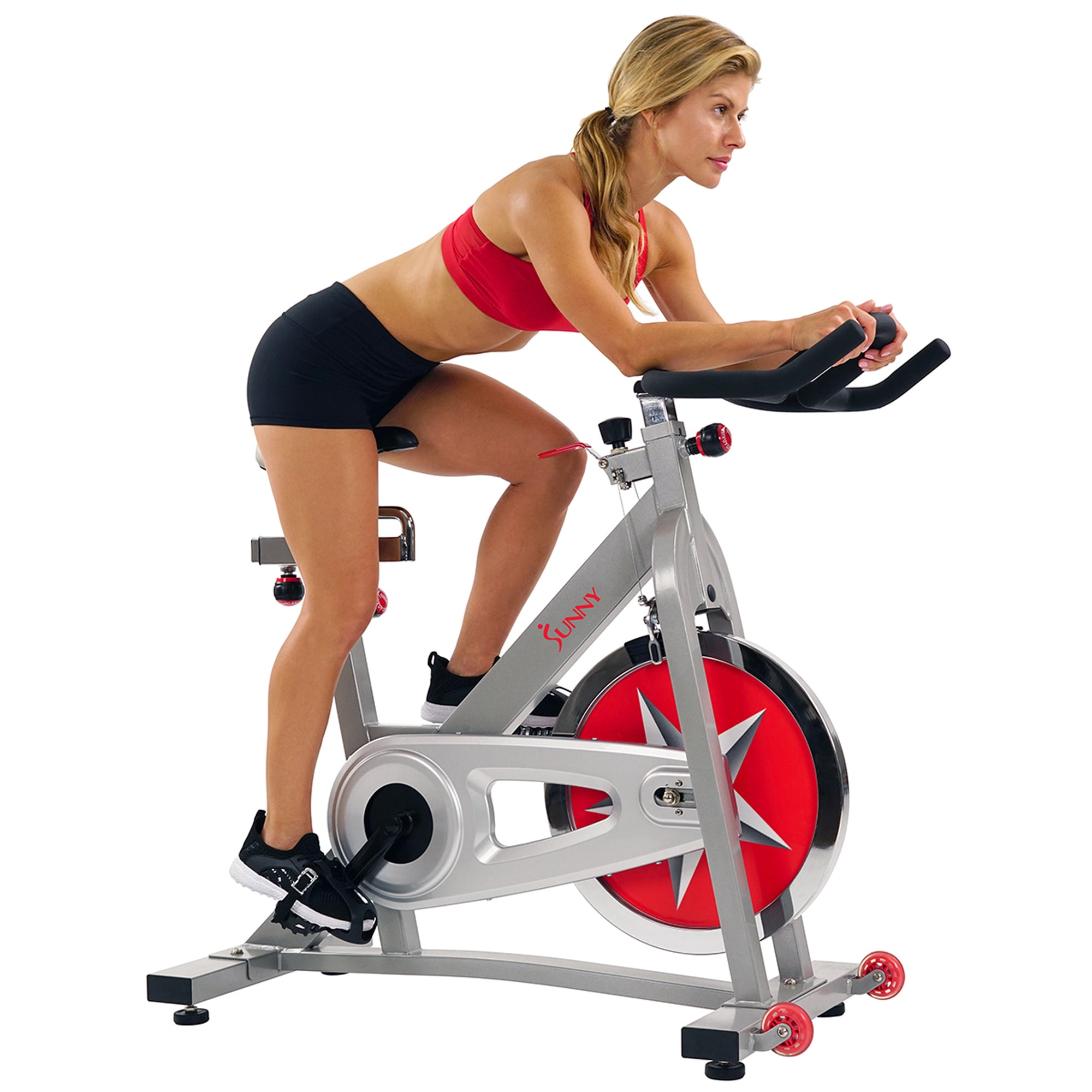 Sunny Health & Fitness Stationary Bike w Chain Drive 40 lb Flywheel Pro Indoor Cycling Exercise Cycle Trainer - SF-B901