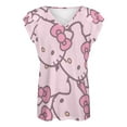 thumbnail image 4 of Hello Kitty Womens Summer Tops Ruffle Short Sleeve Tunic Tops V Neck Loose Fit Flowy T-Shirts, 4 of 7