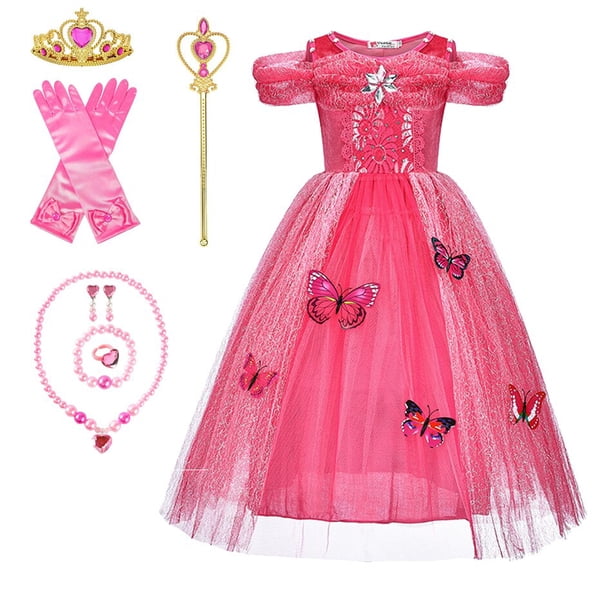 Vestido de princesa para niños, vestido de Cosplay de Cenicienta, fiesta de Halloween para niña, disfraz de mariposa elegante, traje de Carnaval para niños, Dress7-8T --140 Gao Jinjia LED