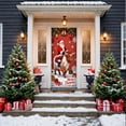 thumbnail image 4 of Christmas Door Cover With Santa On Highland Cow Design Elastic Stretchy Fabric For Front Door Holiday Decor(Red-90x180cm), 4 of 5