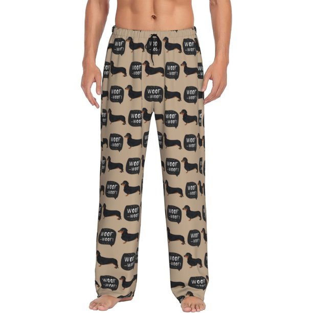 Fotbe Dachshund Dog Woof Pantalones de Pijama para Hombre, Pantalones de Dormir, Pantalones de Casa con Cintura Ajustable y Bolsillos-Medium