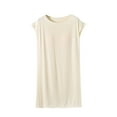 thumbnail image 2 of Alkepwun Nightgowns for Women Summer Lightweight Cap Sleeve Sleepshirt Short Sleeve Nightshirt Crew Neck Plain Pajama Dress with Built in Bra, 2 of 5