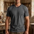 thumbnail image 2 of Mens Quick Dry V Neck T-Shirts Workout Soft Short Sleeve Moisture Wicking Running Athletic Gym Casual Tee Tops with Pocket Dark Gray, 2 of 9