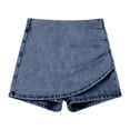 thumbnail image 4 of DHFJKG Womens Denim High Waist Skirts With Built In Shorts Asymmetrical Wrap Stretch Casual Mini Skorts Versatile Skirt, 4 of 5