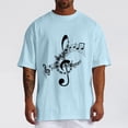 thumbnail image 2 of Bibifish Mens T-Shirts Loose Fit Crew Neck Music Note Print Tees Casual Daily Short Sleeve Tshirts, 2 of 5