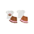 thumbnail image 2 of Cjfdfy Toddler Baby Girl Football Outfit Infant Baby Girl Summer Fall Clothes Cute Bow Rugby Embroidery Ruffled Short Sleeve T Shirt Tops and Shorts 2 Pcs Set, 2 of 8