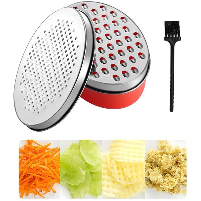 TORUBIA Cheese Grater Grater Lemon with Food Storage Container & Lid Grinder Grater for kitchen - Perfect For Hard Parmesan,Ginger, Vegetables, Butter (Red)
