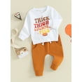 thumbnail image 3 of Suealasg Toddler Baby Boys Thanksgiving Outfits Set Turkey Print Long Sleeve Sweatshirts Jogger Pants 2Pcs Fall Winter Clothes, 3 of 9