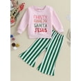 thumbnail image 3 of Toddler Baby Girl Christmas Outfit 6M 12M 18M 24M 3Y 4Y Santa Long Sleeve Sweatshirt Top Bell Bottoms Pants Set Clothes, 3 of 9