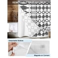thumbnail image 5 of No Hook Shower Curtain with Snap-in Liner, Vintage Bohemia Waterproof Fabric Bathroom Curtains, Abstract Geometric Art Simple Boho Dark Gray Bath Curtains & Mesh Top Window 66"x72", 5 of 9