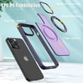 thumbnail image 5 of For iPhone 15 Pro Max Case Magnetic, Compatible with Magsafe Matte Back Cover Rotating Kickstand Bumper Rugged Phone Case Cover for Apple iPhone 15 Pro Max, Purple, 5 of 6
