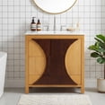 thumbnail image 5 of 30 Inch Mid-Century Modern Bathroom Vanity with Sink - Freestanding Artistic Wood Cabinet with 3 Drawers & Soft-Close Door, Two-Tone Fluted Panel Design, Solid Wood & MDF Build,, 5 of 6