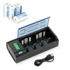 POWXS 4-Pack Rechargeable C Batteries and LCD Battery Charger for 1.2V C D AA AAA 9V NiMH NiCD Batteries