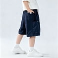 thumbnail image 5 of Boys Button Side‑Cargo Pocket Waist Shorts, Lightweight Loose Wide‑Leg Knee‑Length Casual Shorts for Big Kids, 5 of 6