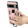 thumbnail image 5 of for Google Pixel 8 Pro PU Leather Card Slots Back Case, Classic Wristband Kickstand Finger Ring Shockproof Protective TPU Frame Phone Case for Google Pixel 8 Pro Women Men Boys Girls, Pink, 5 of 9