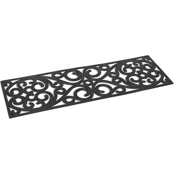 BirdRock Home 2-Pack Rubber Stair Mat with Scroll Design - 10 x 30" - Black