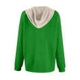 thumbnail image 6 of Clothing 2025 Sweatshirts for Women 2025 Sweatshirts Hoodies Knit Drawstring Hoodie Casual Button V Neck Tops Pullover Sweatshirt Womens Plus Size Sweatshirts Green M, 6 of 7