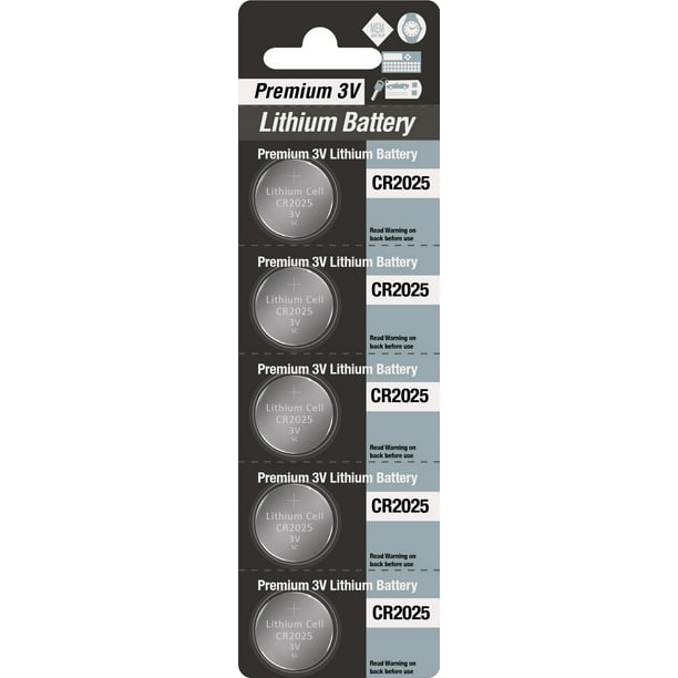 Premium Batteries CR2025 3V Lithium Coin Cell Battery (5 Pack