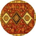 thumbnail image 1 of Ahgly Company Machine Washable Indoor Round Persian Yellow Traditional Area Rugs, 6' Round, 1 of 4