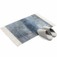 thumbnail image 4 of Blue Bathroom Rug 2'x3', Retro Oil Painting Modern Abstract Art Aesthetics Low Profile Front Entryway Rug with Tassels, Woven Cotton Washable Kitchen Mat Carpet for Foyer Bedroom Back Door Decor, 4 of 9