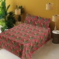 thumbnail image 2 of Ambesonne Animals Fitted & Flat Sheet with Sham 3 Pcs Set, Tropical Leopard Floral Art, Twin, Pale Mustard and Pale Pink, 2 of 5