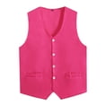 thumbnail image 2 of Hansber Womens Mens Button Irregular Hem Vest Adult Waiter Bartender Work Uniform Unisex Volunteer Hot Pink XXL, 2 of 5