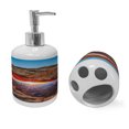 thumbnail image 2 of Ambesonne Landscape Soap Dispenser & Toothbrush Holder Set, Utah National Park, 2 Pcs, Pale Brown Sky Blue, 2 of 6