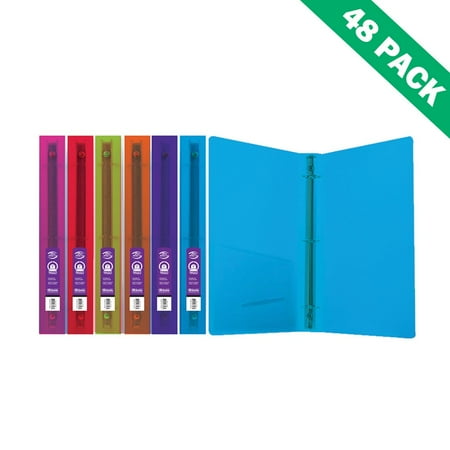 Hanging File Poly Ring Binder - 3-ring Binder, File Glitter Poly School Binder 1 Inch With Pocket (case Of 48)