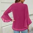 thumbnail image 4 of ZJXFGS Womens Sequin Tops Flowy Tops for Women Dressy Tops for Women Bell Sleeve Tops for Women Pink XL, 4 of 7