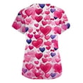 thumbnail image 4 of Womens Valentine Day Scrubs V Neck Short Sleeve Plus Size Nursing Top Love Heart Print Cute Medical Workwear with Pockets Pink S, 4 of 5