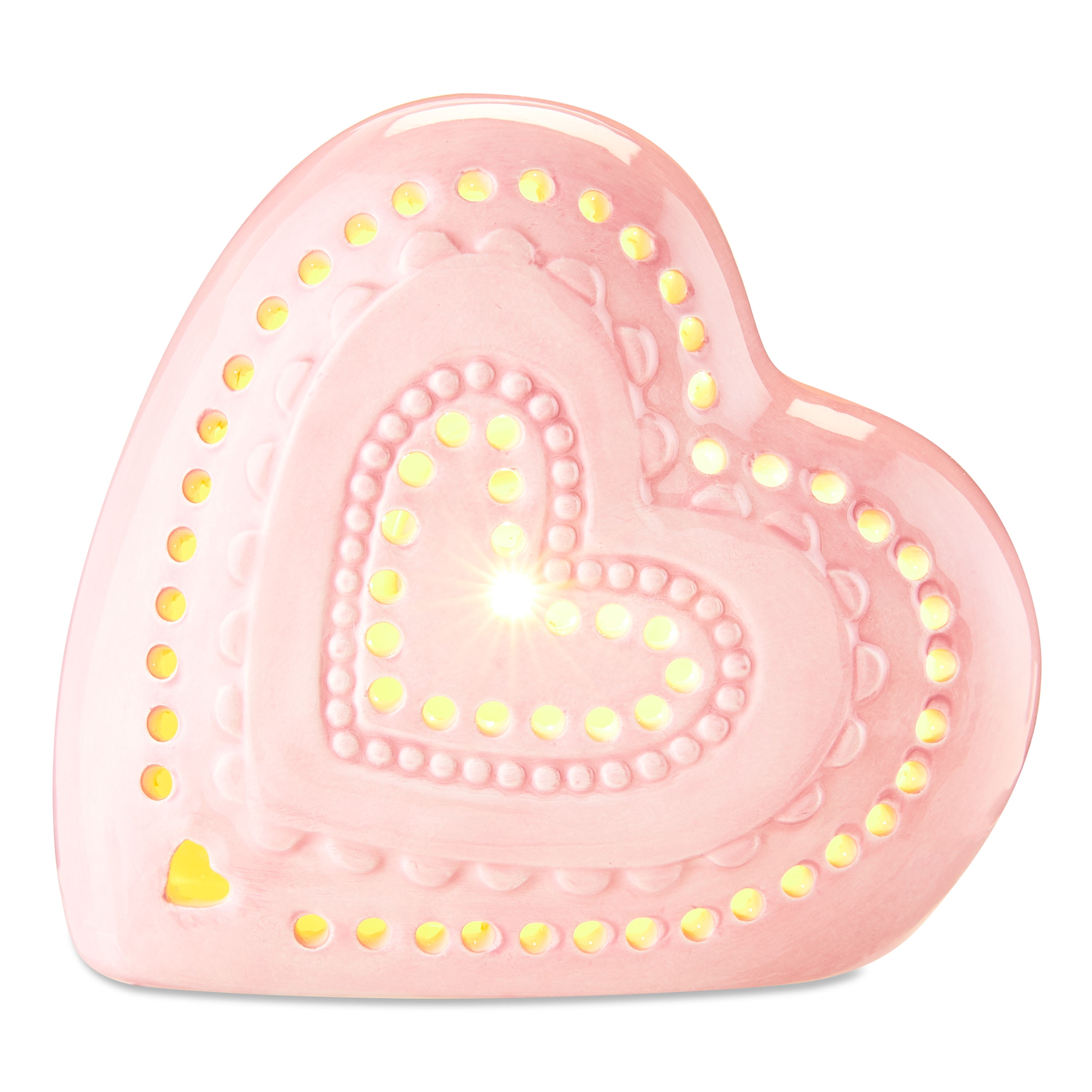 WAY TO CELEBRATE! Way To Celebrate 4.25" LED Ceramic Heart Decoration, Pink