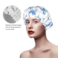 thumbnail image 5 of Cartoon Funny Shark Blue Shower Cap, Double Layers Shower Cap Rreusable Waterproof, Elastic Bathing Hair Hat for Women, Washable Hair Cap for All Hair Lengths, 5 of 5