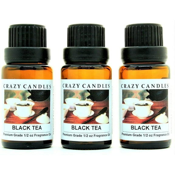 Crazy Candles Black Tea 3 Bottles 1/2 FL Oz Each (15ml) Premium Grade Scented Fragrance Oil Made in USA