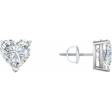 1 Ct Heart Shape Natural Diamond Stud Earrings | 925 Sterling Silver| Screw Back | Women’s Jewelry