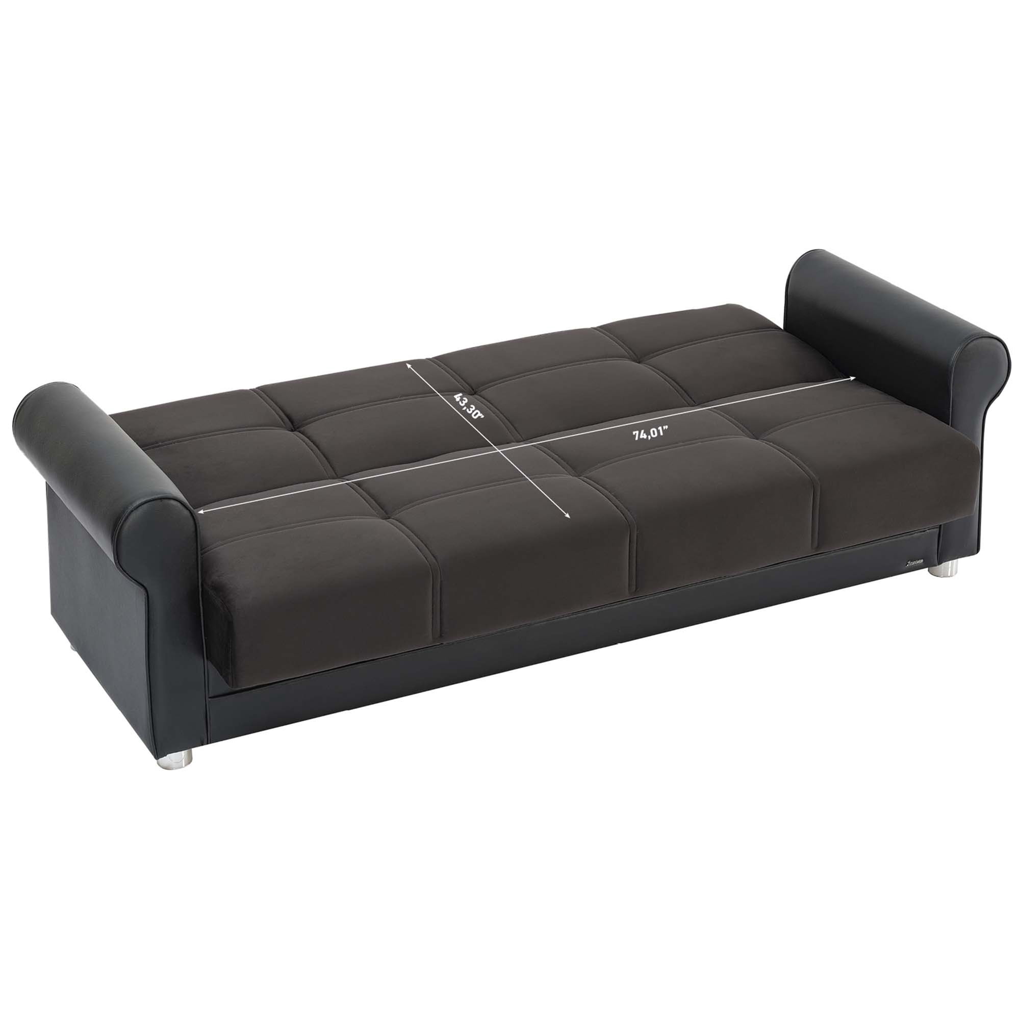 Ottomanson Convertible Sleeper Sofa Bed with Hidden Storage, Firm Comfort Couch, Black