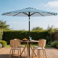 thumbnail image 5 of Garvee 9 ft Patio Table Umbrella, 8 Ribs, Crank Lift & Push Button Tilt, Blue & White Stripes, 5 of 9