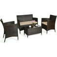 thumbnail image 2 of Gymax 4PCS Patio Rattan Outdoor Furniture Set w/ Cushioned Chair Loveseat Table, 2 of 10