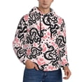 thumbnail image 2 of Uemuo Black Snake Pattern Men's Hoodie - Casual Pullover Hoodie with Kangaroo Pocket, Stylish Hooded Sweatshirt for Everyday Wear-Small, 2 of 7