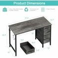 thumbnail image 3 of 47 inch Computer Desk with 4 Fabric Drawers, Writing Work Study Desk for Home Office Bedroom, Modern Simple Student PC Desks, Gray, 3 of 7
