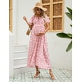 thumbnail image 2 of Yesfashion Wholesale Maternity Dress Summer Ruffle Short Sleeve Square Neck Smocked Midi Dress Baby Shower Photoshoot, 2 of 8