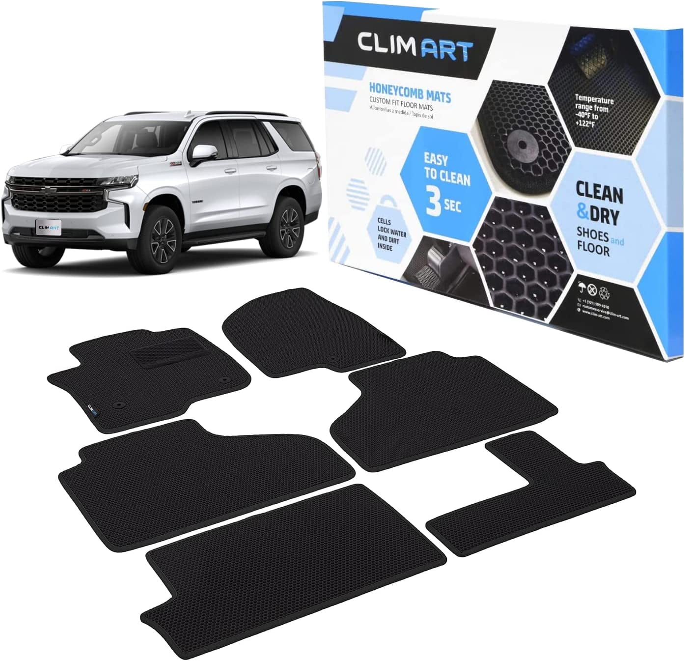 CLIM ART Custom Fit Floor Mats for Chevy Tahoe 20212023