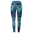 thumbnail image 5 of XIAONU Women's Scale Print Leggings Slim Fit Full Length Tights Playful Fantasy Casual Bottoms Dark Blue, 5 of 5