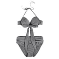 thumbnail image 4 of Greyghost ZL-Beach Swimsuit Bikini Summer Hot Selling Steel Plate Gathered Swimwear Sexy Solid Color Backless Bow Tie Strap Split Swimsuit, 4 of 6