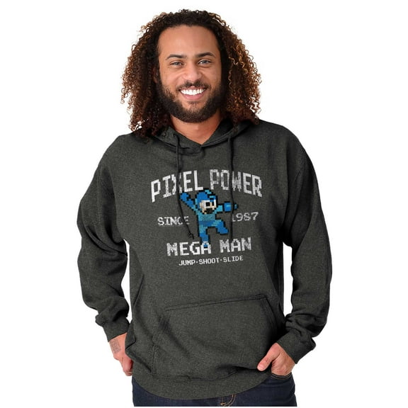 Mega Man Pixel Power 80s 8bit Gamer Hoodie Sweatshirt Women Men Brisco Brands S