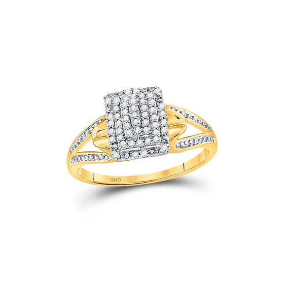 FB Jewels 10kt Yellow Gold Womens Round Diamond Cluster Ring 1/6 Cttw Size 5