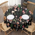 thumbnail image 3 of Red Mushroom Leaf Black Pattern Round Tablecloth 60"x60",Wrinkle Wipeable Table Cloth for Kitchen Dining Room Picnic Patio Party, 3 of 6